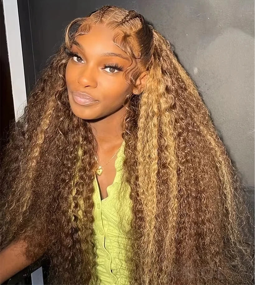 Loose Deep Wave highlight Wig Human Hair Ready To 13x6 Lace Closure Curly Highlight Ombre 4/27 Preplucked Hairline Pre Cut