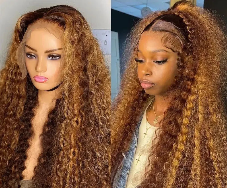 Loose Deep Wave highlight Wig Human Hair Ready To 13x6 Lace Closure Curly Highlight Ombre 4/27 Preplucked Hairline Pre Cut