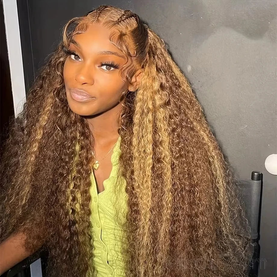 Loose Deep Wave highlight Wig Human Hair Ready To 13x6 Lace Closure Curly Highlight Ombre 4/27 Preplucked Hairline Pre Cut