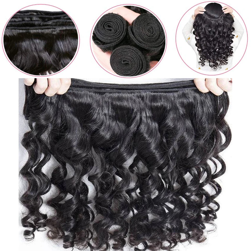 Peruvian Loose Wave Hair Bundles – 100% Brazilian Remy Human Hair (14”, 18”, 22”)