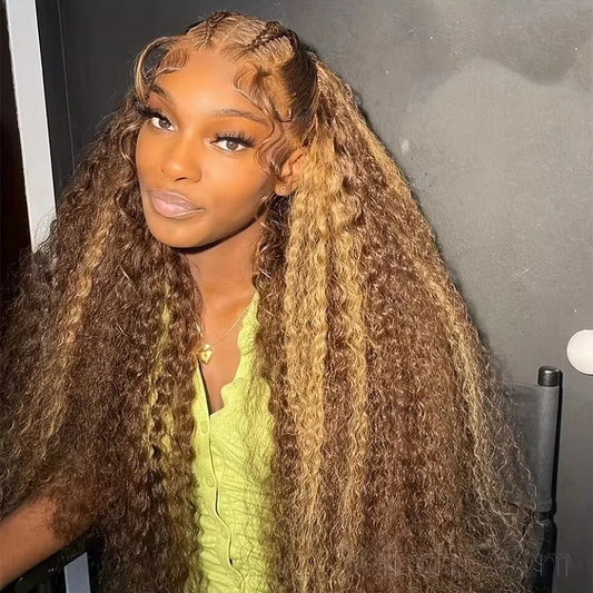 Loose Deep Wave highlight Wig Human Hair Ready To 13x6 Lace Closure Curly Highlight Ombre 4/27 Preplucked Hairline Pre Cut