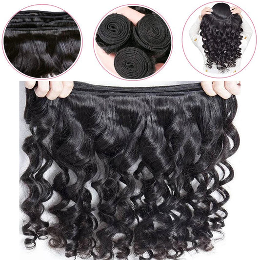 Peruvian Loose Wave Hair Bundles – 100% Brazilian Remy Human Hair (14”, 18”, 22”)